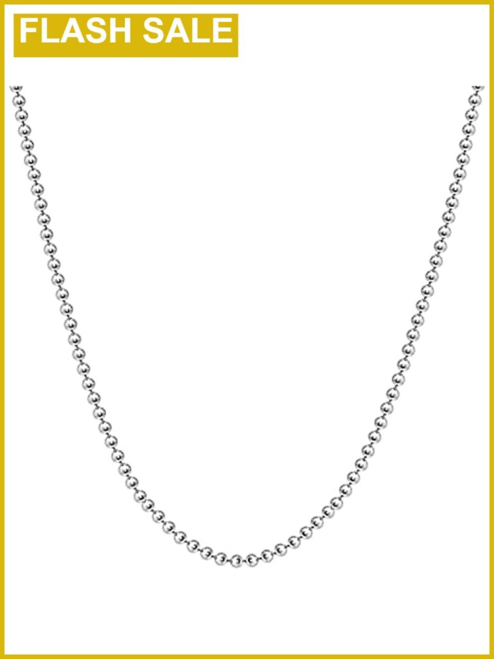 925 Sterling Silver Italian Solid Bead Ball Dog Tag Chain Necklace Gift Box